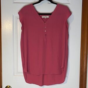 LOFT Rose Pink V-Neck Blouse